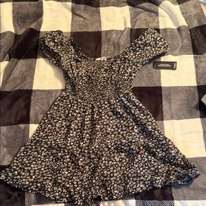 Elegant Black and White Floral Mini Dress